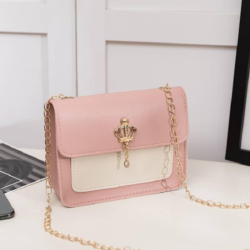 

Simple And Stylish Pu Small Square Bag Women Chain Shoulder Bag Fresh Sweet Style рожевий
