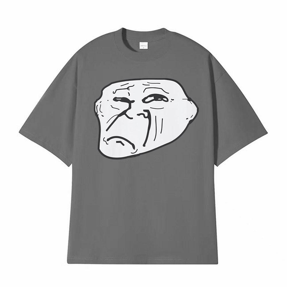 Sad Troll Face Funny Meme Graphic Tee Shirt Unisex Women Fashion Humorous Gift Tshirt Enthusiast Apparel Oversized Cotton T Shirts