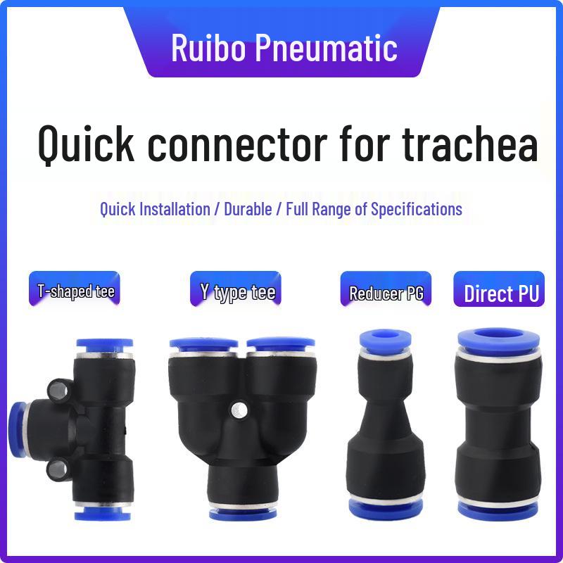 Pneumatic Quick Connect Reducing Tee Joint for PU/PE/PY/PG Tubing (4-12mm)