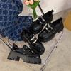 Black Platform Loafers Women's Thick Heel 2025 New Spring Single Shoes Small British Mary Jane Small Leather Shoes