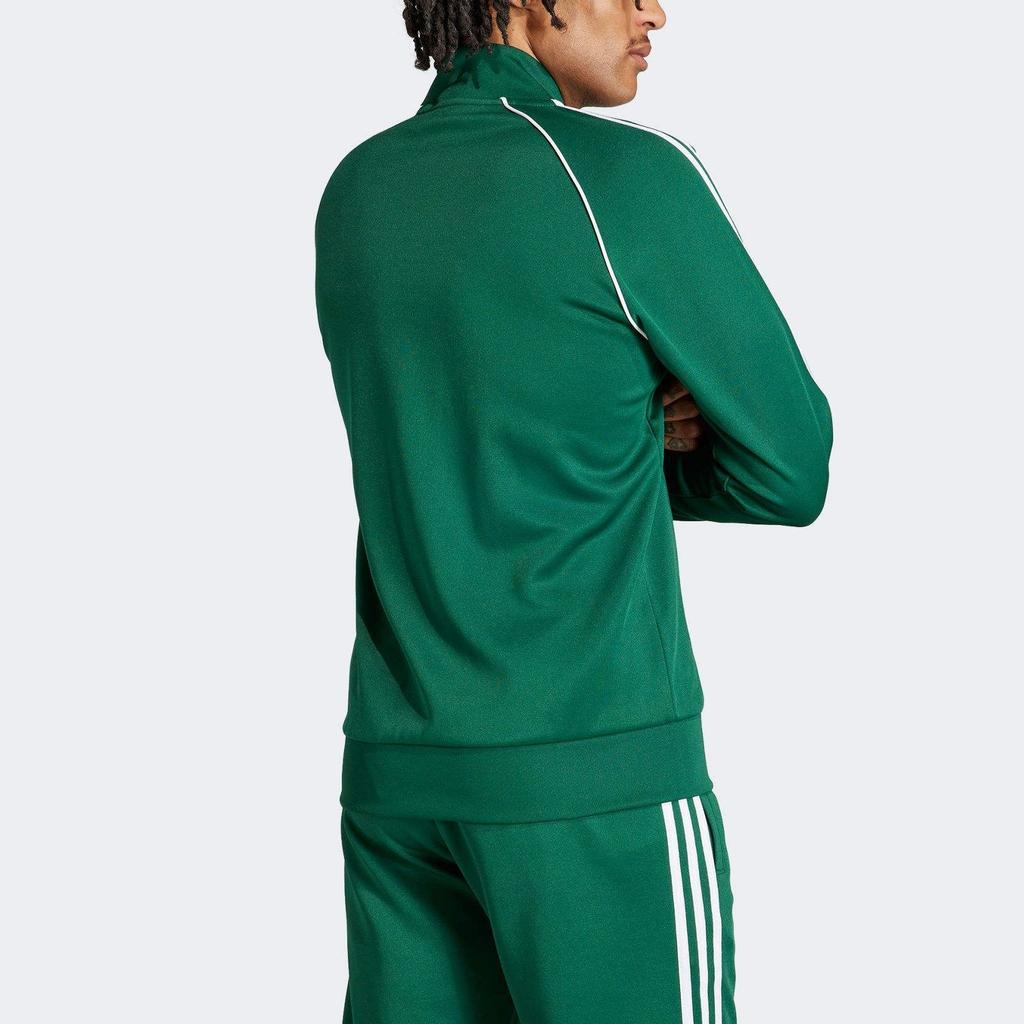 Adidas Originals Logo Print Zippered Baseball Jacket Men Outerwear Green IR9863