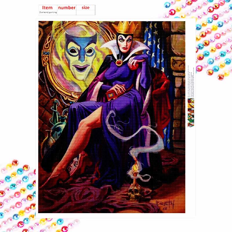 Disney Diamond Art Painting Kit – Evil Queen Sparkling Craft, Home Wall Decor, Handmade Gift
