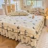 Countryside Style Cotton Bed Skirt Washed Cotton Quilted Bed Runner Full Package Mattress Protect Cover for Bedroom Decora  Dust-proof Bed Sheets