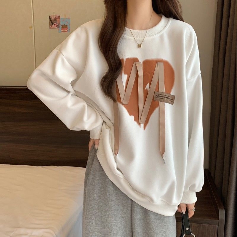 Pulover cu gât rotund pentru femei, stil de toamnă, design cu simț, pentru un grup restrâns, larg, cu mâneci lungi