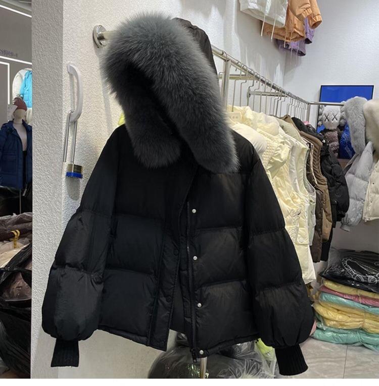 Winter Women Oversize Down Jacket Faux Fur Hooded Parka Thick Padded Coat Korean Old Money Style Warm Outwear Overcoat