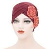 Fashion Ladies Forehead Cross Plum Blossom Hat Beanie Elastic Soft Top Hat Adult Women Milk Silk Flower Cap Muslim Turban