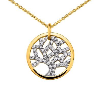 [R5704] - Vergoldete Halskette 'Baum des Lebens', zweifarbiges Gold - 19 mm