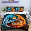 3pcs The Dance of Fire and Ice Dragons Printed Quilt Set - Includes 1 Quilt Cover and 2 Pillowcases, Machine Washable - Suitable for All Seasons.