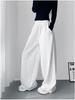 Red High-Waisted Wide-Leg Fleece-Lined Sweatpants for Girls & Women - Drapey Lazy Style Slimming Plus-Size Autumn New Arrival