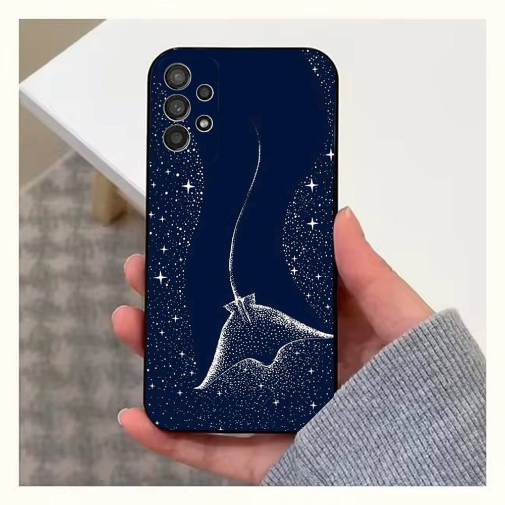 Manta Ray Ocean Animal Phone For Samsung S22,S25,S24,S23,Ultra,FE,Plus,S21,S20,S10,S9,Lite,Soft Silicone Black