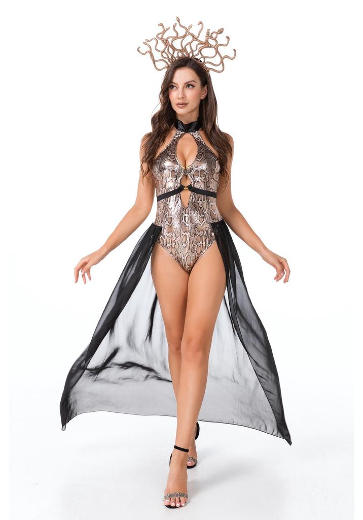 Medusa Costume - Snake-Haired Gorgon Role-Play Outfit for Halloween and Stage Performance.