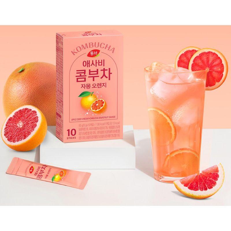 Kombucha Tea Powder Stick Grapefruit Orange Flavor 5g x 30 Sachets Korean Style Citrus Fruit Tea