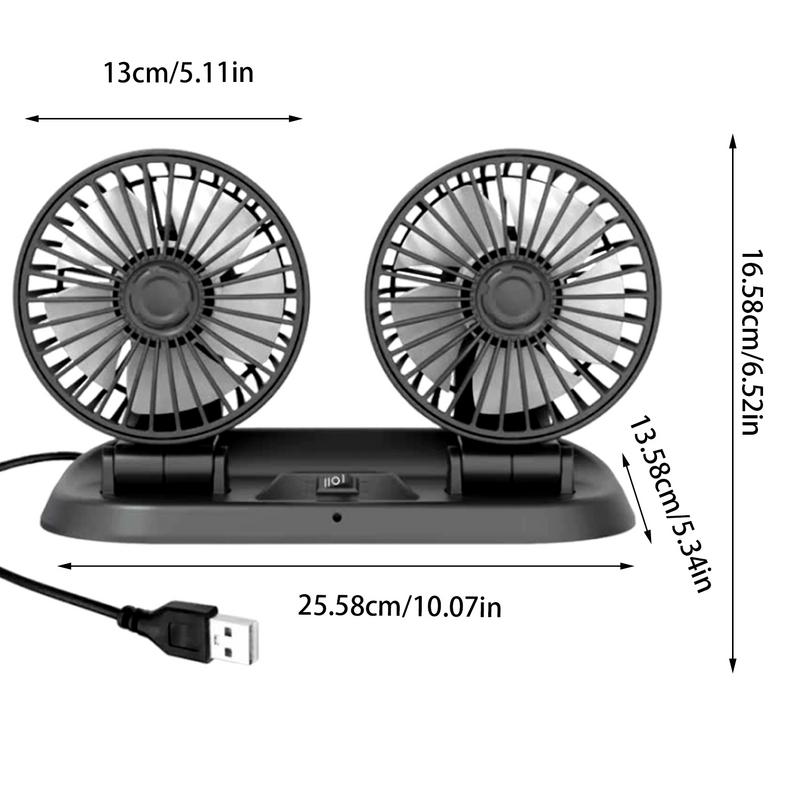 USB Car Fan Car Fan Dashboard Mounted Powerful Wind Low Noise 360 Rotating Car Dashboard Fan For Boat RV SUV Home Sedan Auto