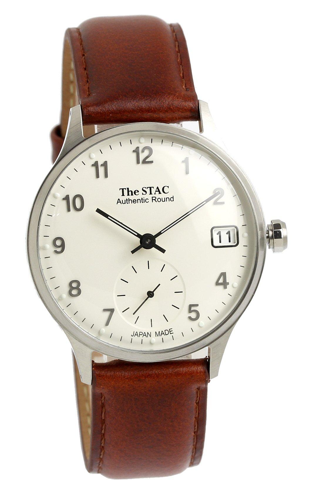 

[The Stack] Японские часы STAC Authentic Round Classic для мужчин и женщин (Арабский x Серебристо-коричневый)