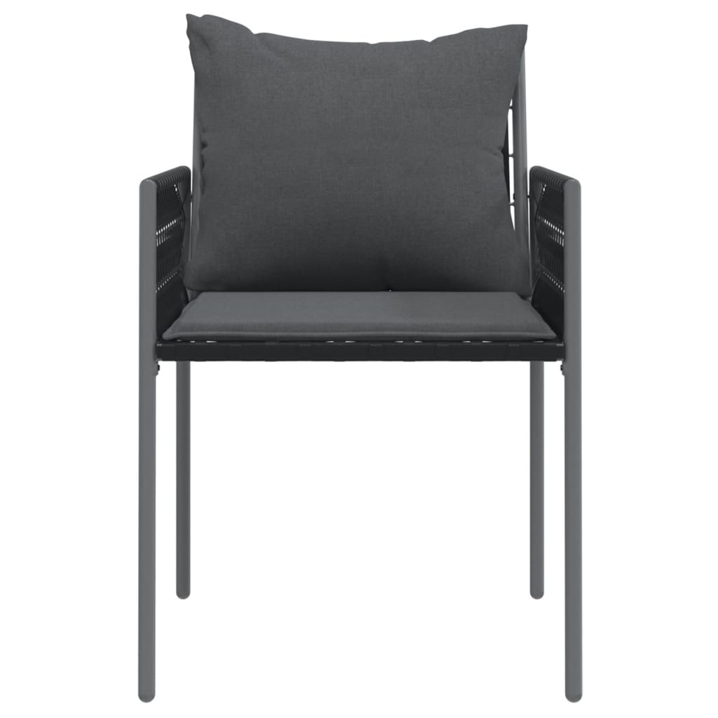 Garden Chairs with Cushions 2 pcs Black 54 x 61 x 83 cm Poly Rattan