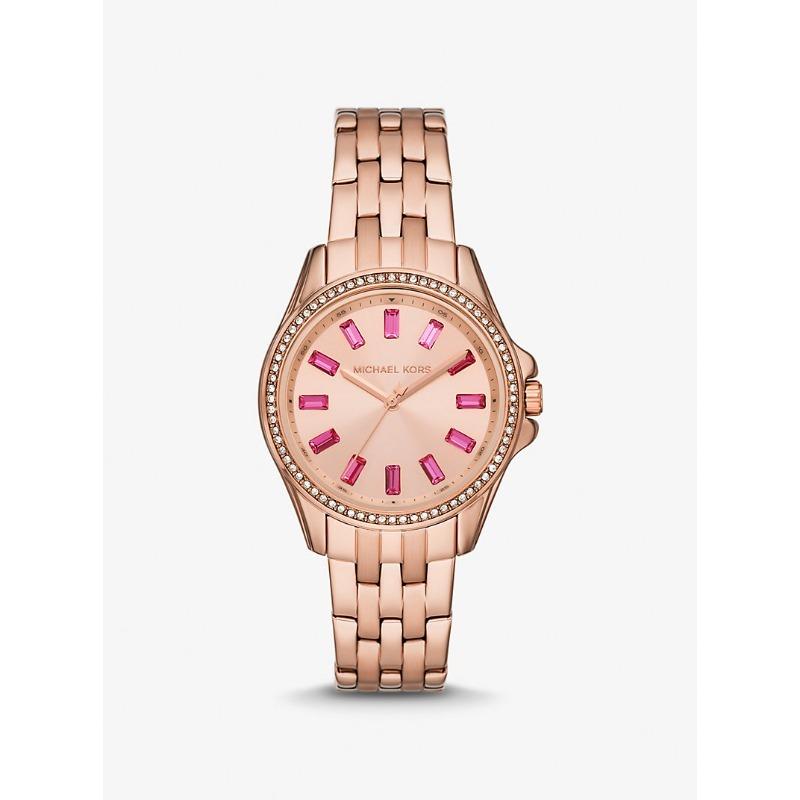 

Мини-часы Michael Kors Pilot с паве, покрытие из розового золота, модель MK7367 розового золота