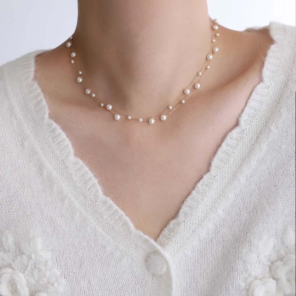 Luxury Beaded Choker Necklace Exquisite Collarbone Chain Brilliant Neck Pendant  Birthday Gift