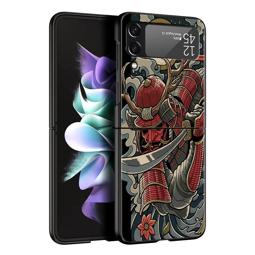 Japanese Bushido Samurai Phone Case For Samsung Galaxy Z Flip3 Flip4 Flip5 Case Shell For Z Flip 3 4 5 6 7 Hard Folding Cover