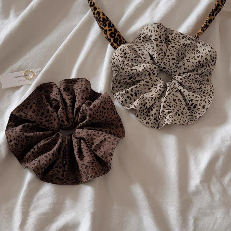 Autumn and winter, lazy and casual temperament, oversized leopard print large intestine hair tie, high-end low-ball hair tie for women