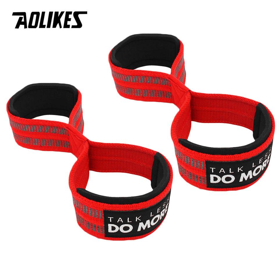 Aolikes 1 Pair Figure 8 Weight Lifting Straps Weightlifting Powerlifting Sport Gym Fitness Bodybuilding Barbell Wrist Support