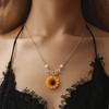 Pearl New Creative Sunflower Pendant Necklaces Vintage Fashion Daily Zircon Temperament Cute Sweater Necklaces for Women