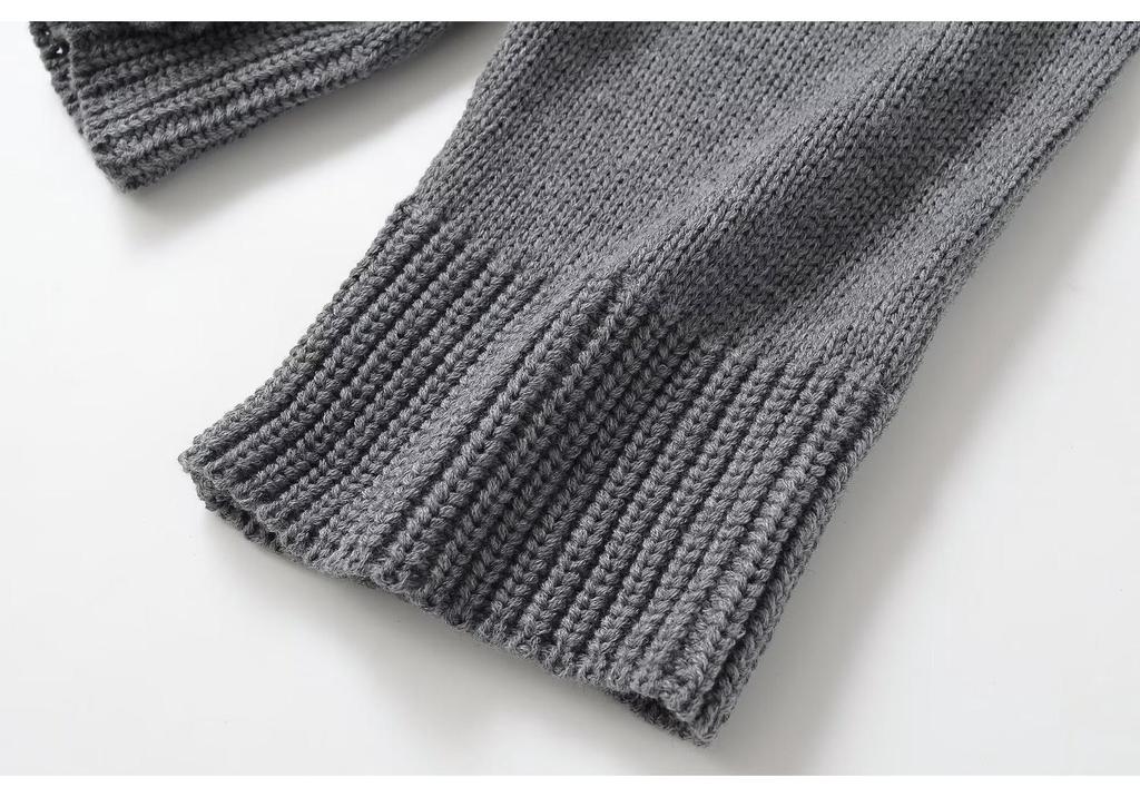 European Casual Lazy Style Knit Sweater - Stand Collar, Simple, Versatile, Loose.