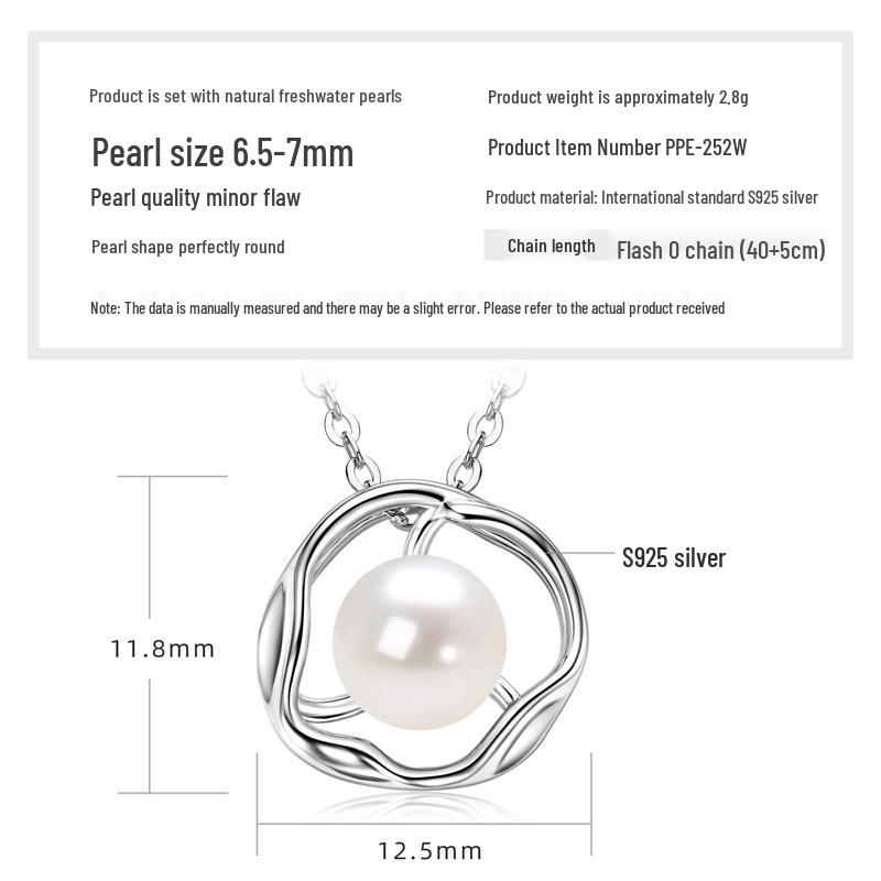 Freshwater Pearl & Diamond-Set Silver Pendant Necklace for Women