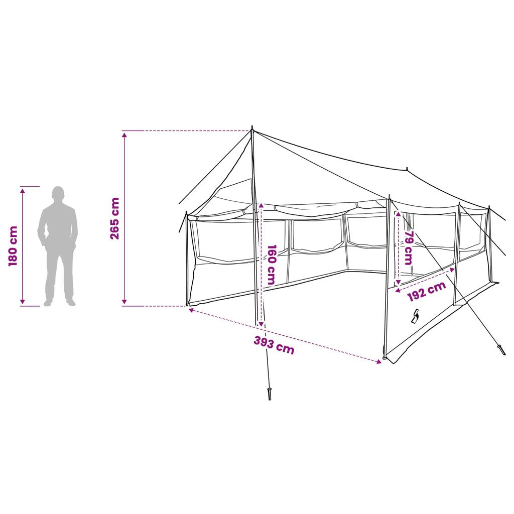 Family Tent Brown and Gray 450 x 400 x 265 cm Polyester and Steel