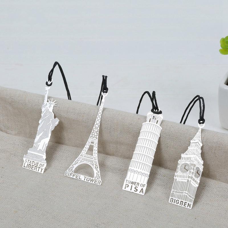 Marcador de metal retrô, 4 peças, mundialmente famoso, marca de livro de assinatura de moda