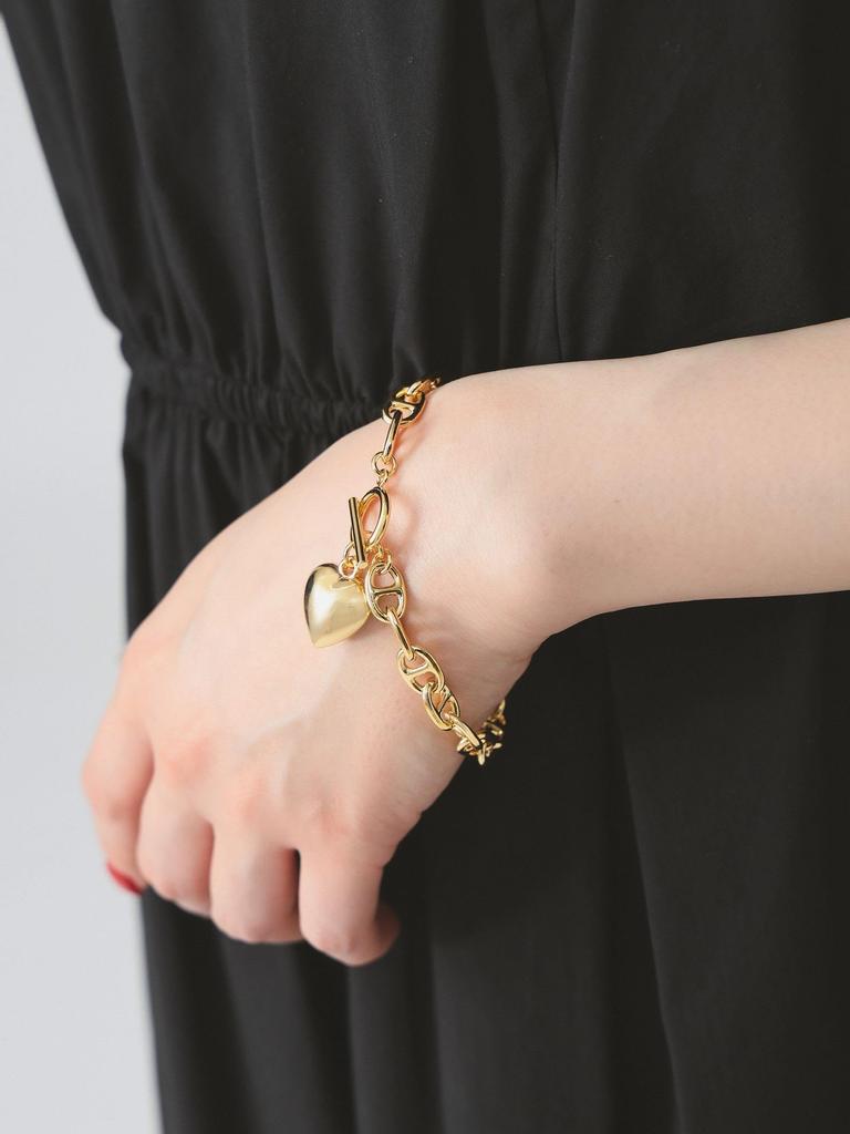 Ray BEAMS Marine Chain Mantle Heart Bracelet, Women's, Gold Free