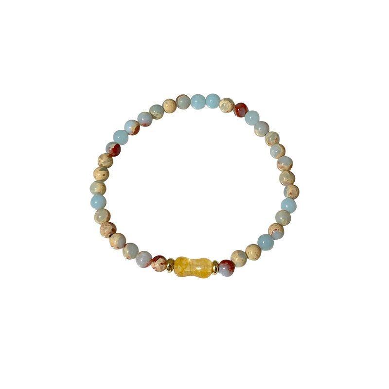 Colorful Rope Shoushan Stone Bead Bracelet, Retro Bamboo Joint Bracelet, Hand-woven and Layered Handcrafted Jewelry Accessory