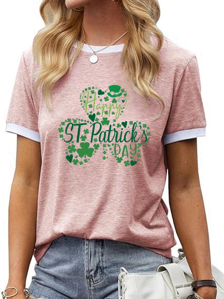 

Бесплатная доставка Однотонный Ст. Футболка с коротким рукавом с пользовательским изображением ко Дню Святого Патрика для Европы и Америки Double Extra Large