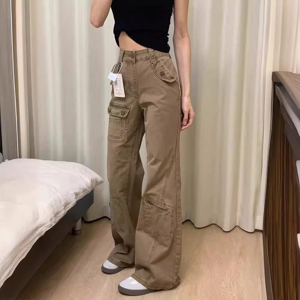 American Vintage Work Pants Women Spring Summer New Design Sense Loose Straight-leg Slimming Flared Trousers