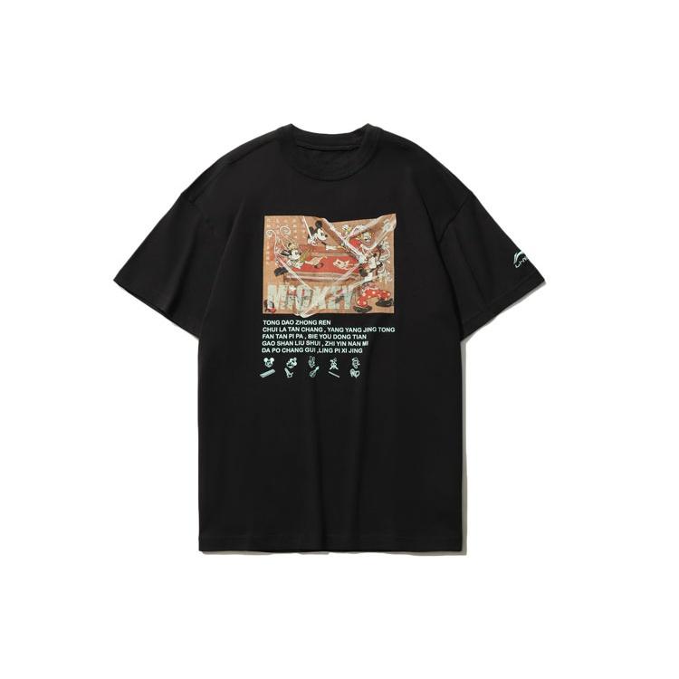 Li-Ning x Disney Crossover Pattern Printing Short Sleeve Tee Black Men s AHSR199-1 L