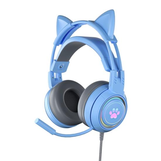 SY-G25 Kabelgebundener Kopfhörer Empfindliche Geräuschunterdrückung Abnehmbare Katzenohren 3,5 mm USB Omnidirektionales Gaming-Headset für Laptop