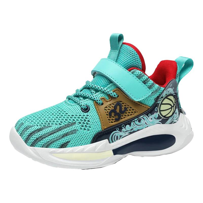 

Brand Kids Sports Shoes Non-slip Running Shoes Boys Basketball Sports Tennis Shoes Fashion Comfortable Teenager Casual Sneakers 40 зелёный