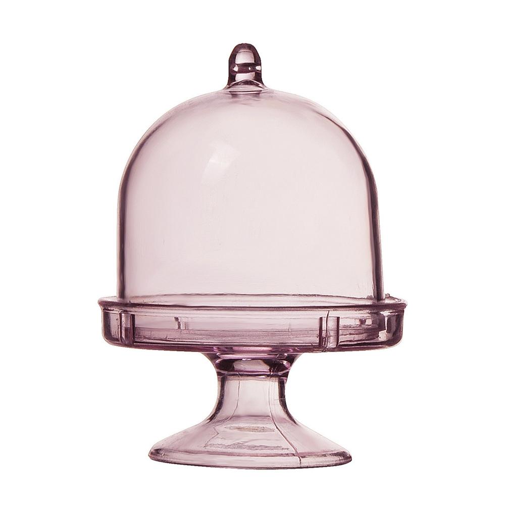 

Mini Cake Stand Display Plate with Lid Cupcake Gift Boxes Wedding Supplies Party Favors Candy Box прозорого рожевого кольору