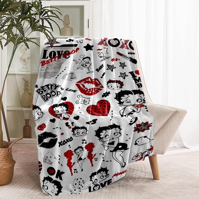 Betty Boop Print Blanket - Soft & Comfortable, for Bedroom, Travel, Sofa, Home Decoration - Birthday Christmas Gift for Friend