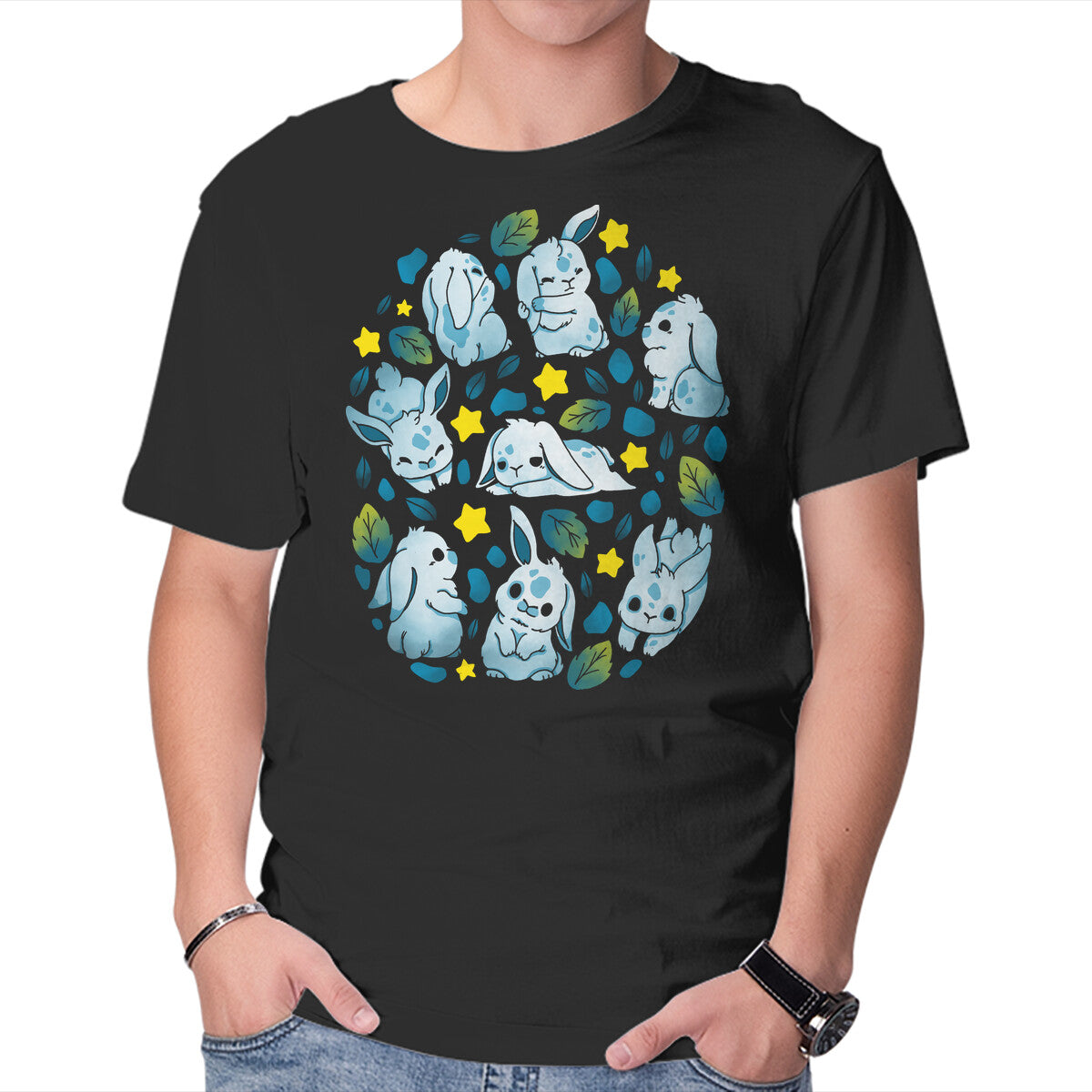 Unisex Crew Neck T-Shirt The Rabbit Nature Graphic Short Sleeve Casual Tee XXXXL