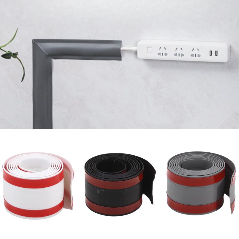 1M Surface Mounted Self-Adhesive Flexible Cable Duct Wall Desktop Invisible Cable Organizer Floor Covering Decoration Cable Duct
