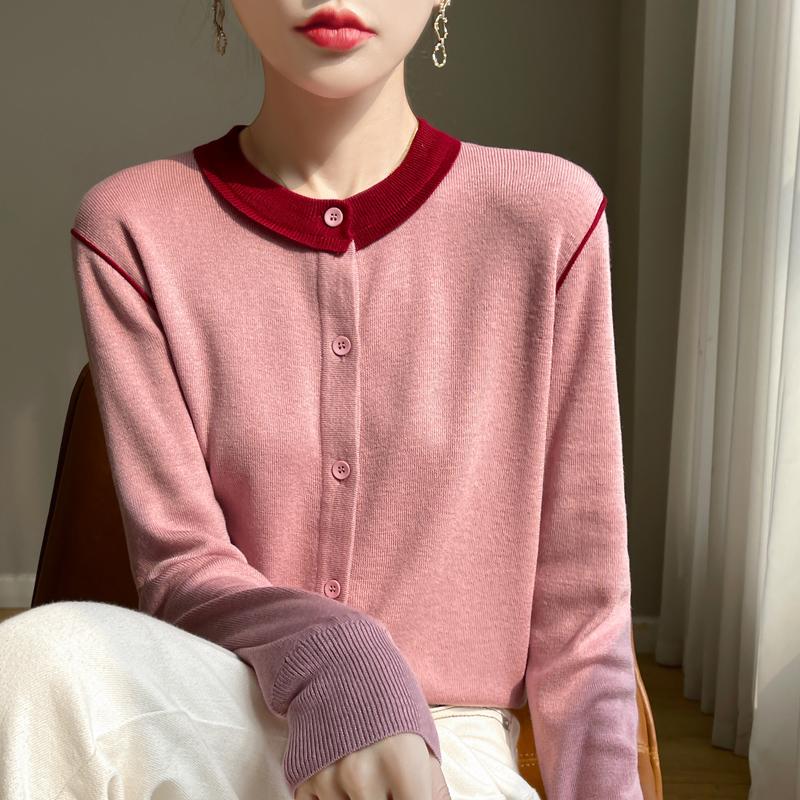 Damski kardigan z wełny czesankowej i jedwabiu morwowego, kaszmir Qinghe, 50% wełny, 50% jedwabiu morwowego, zimowy sweter dzianinowy, jesienny sweter kaszmirowy