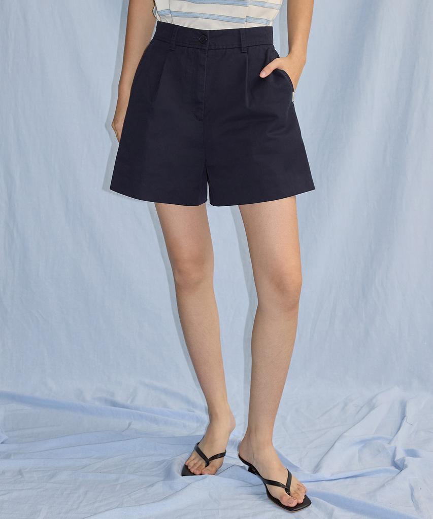 CITYBREEZE Cotton Single-Pleat Shorts_Dark Navy
