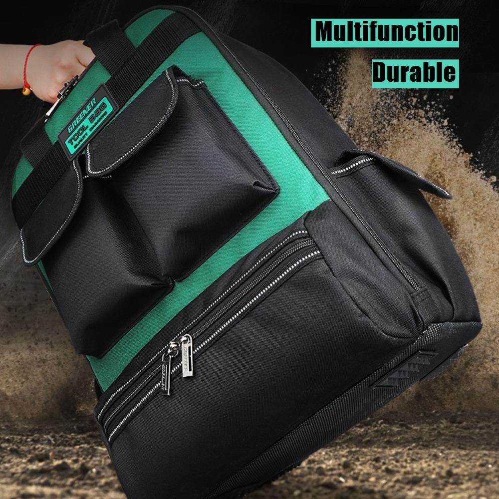 Men's Canvas Multifunction Tool Backpack Durable Portable Shoulder Bag for Electricians Carpenter Pouch Repair Work