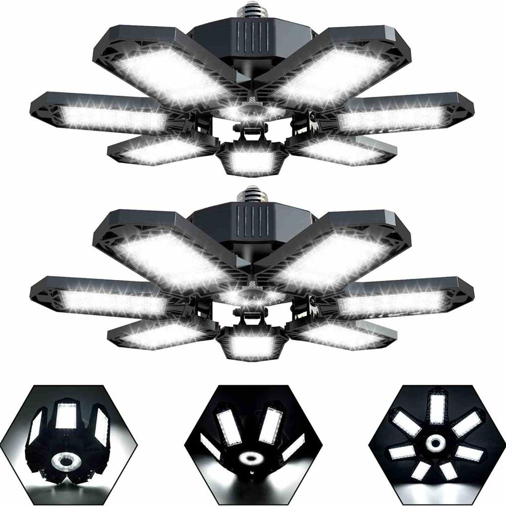 

Светодиодный гаражный светильник 120 Вт E26/E27 Сверхяркое гаражное освещение с регулируемыми панелями Деформируемая лампа Потолочный светильник для работы 120W