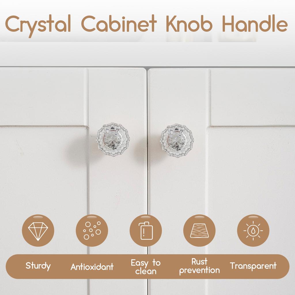 8Pcs 35mm Diamond Shape Design Crystal Glass Knobs Bedroom Cupboard Drawer Pull Kitchen Cabinet Door Wardrobe Handles Hardware