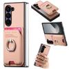Magnetic Leather Wallet Phone Case with Card Holder Ring for Samsung Galaxy Z Fold 7 6 5 4 3 Fold7 Fold6 5G Detachable Cover