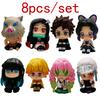 8Pcs/Set Q Version Demon Slayer Action Figure, Sitting Ghost Doll, Tanjiro, Nidouzi, Inosuke, Zenizu Movie Model Toys, Gifs