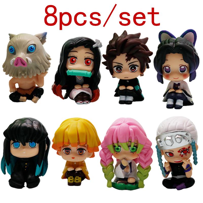 

8Pcs/Set Q Version Demon Slayer Action Figure, Sitting Ghost Doll, Tanjiro, Nidouzi, Inosuke, Zenizu Movie Model Toys, Gifs (As shown-10847)-