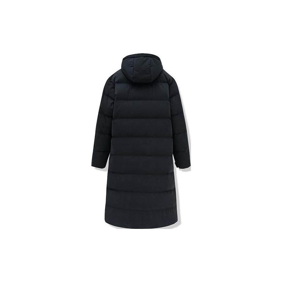 Anta Solid Color Long Hooded Down Jacket Men Outerwear Basic-Black 152241917-2