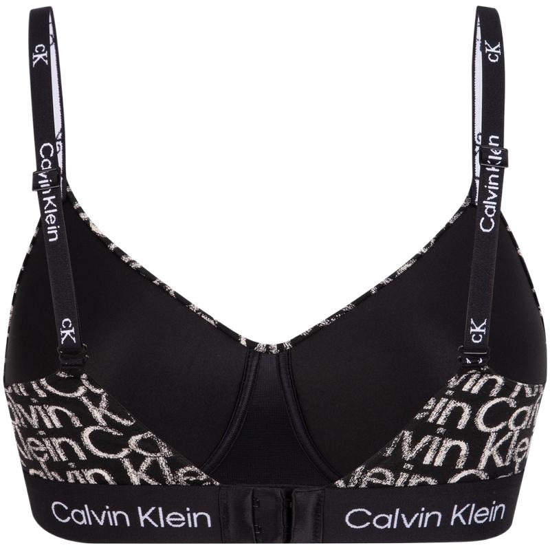 Calvin Klein CK96 Series Small Square Print Thin Padded Wireless Soft Cup Bra Women underwear Black White QF7218-IV3